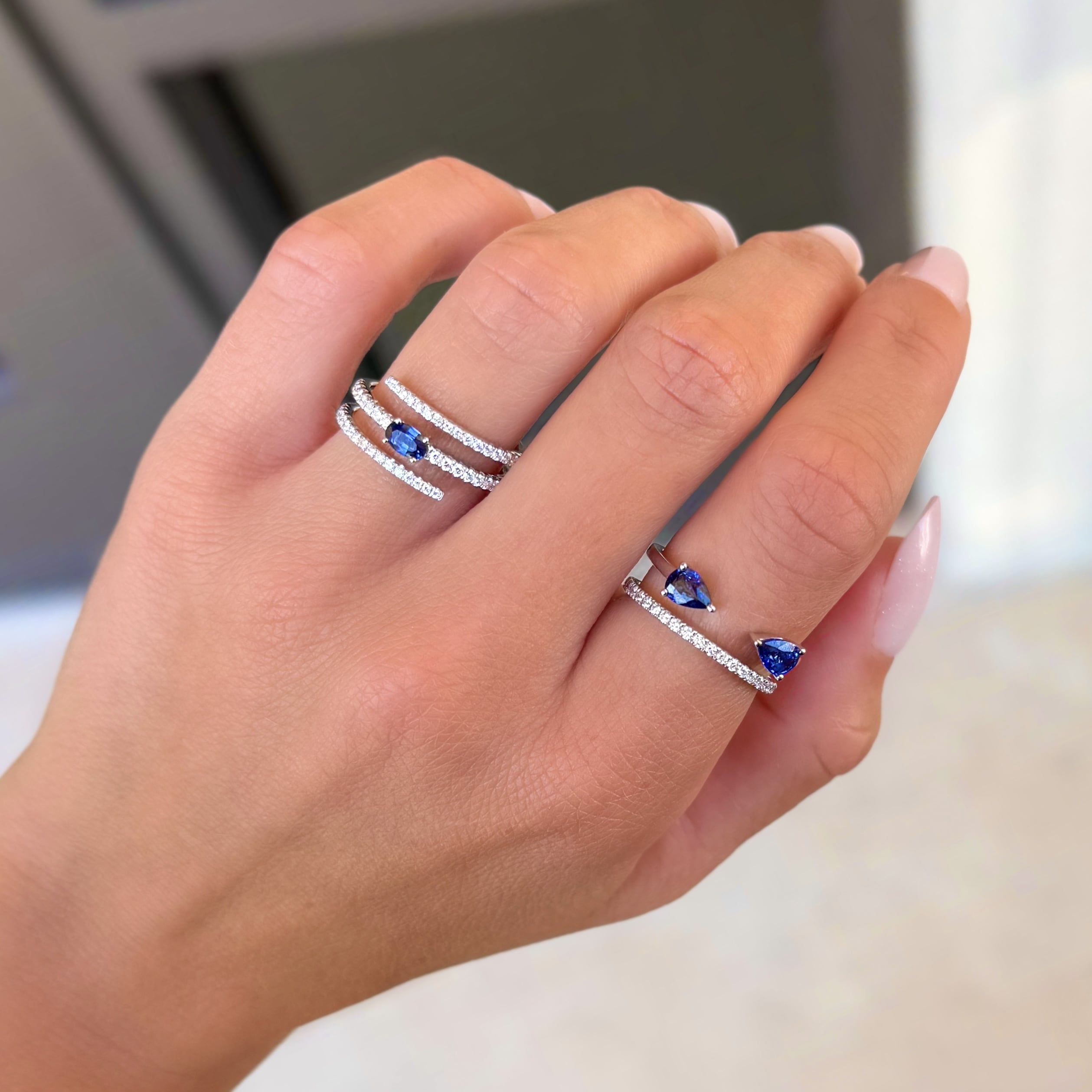 Open Sapphire and Diamond Ring