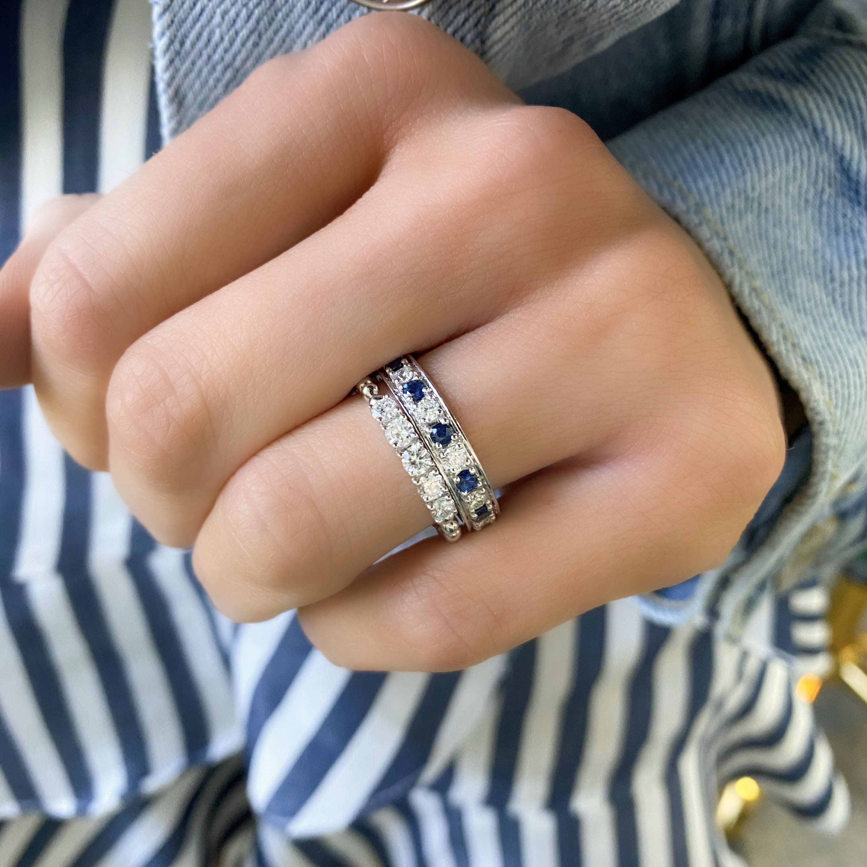 Alternating Sapphire and Diamond Band