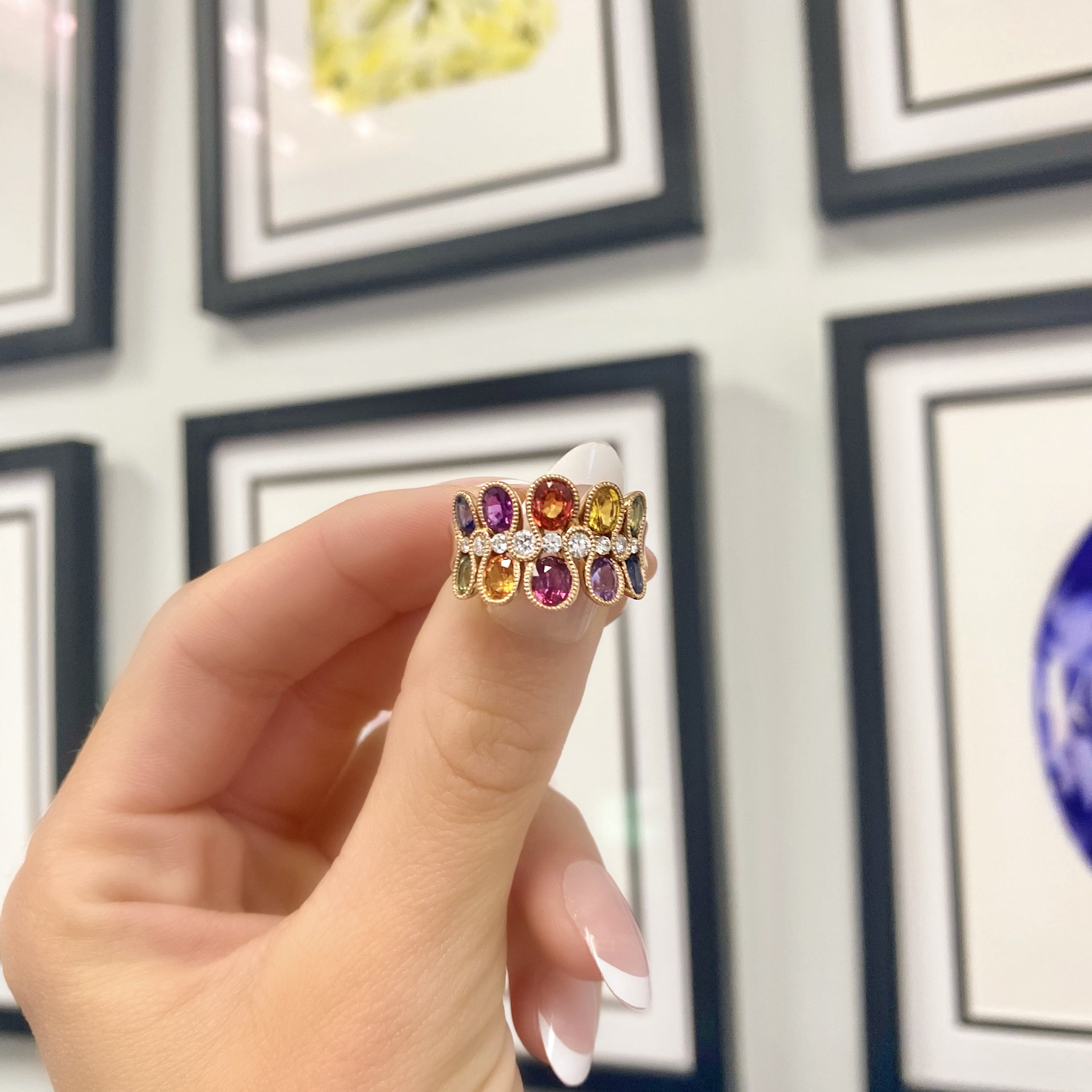 Fancy Sapphire and Diamond Ruffle Ring