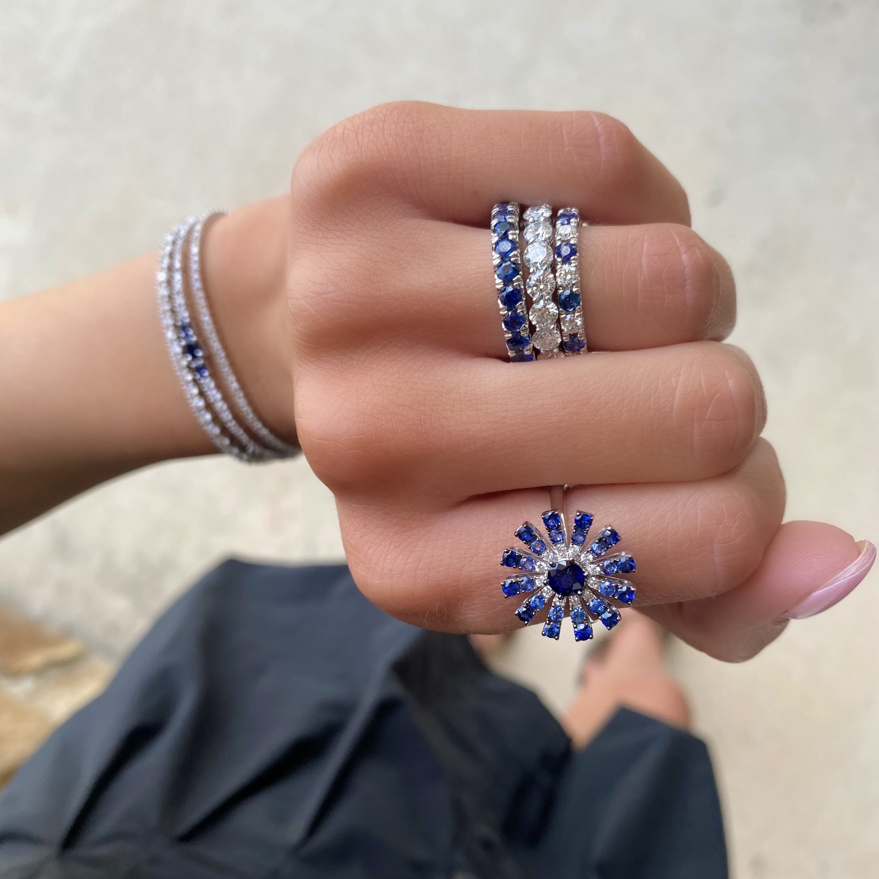 Alternating Sapphire and Diamond Band