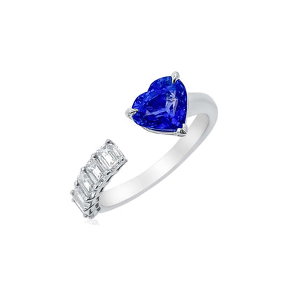 Heart Shape Sapphire and Emerald Diamond Ring