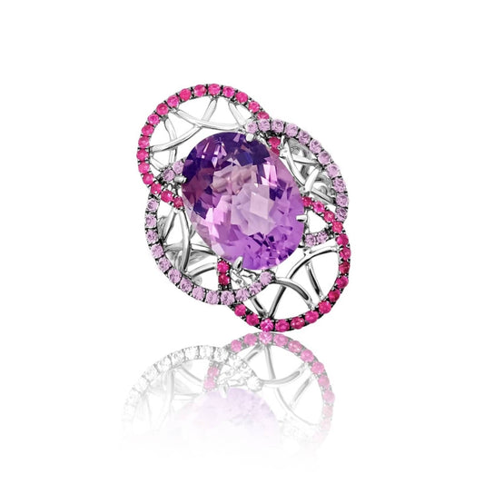 Amethyst and Pink Sapphire Statement Ring
