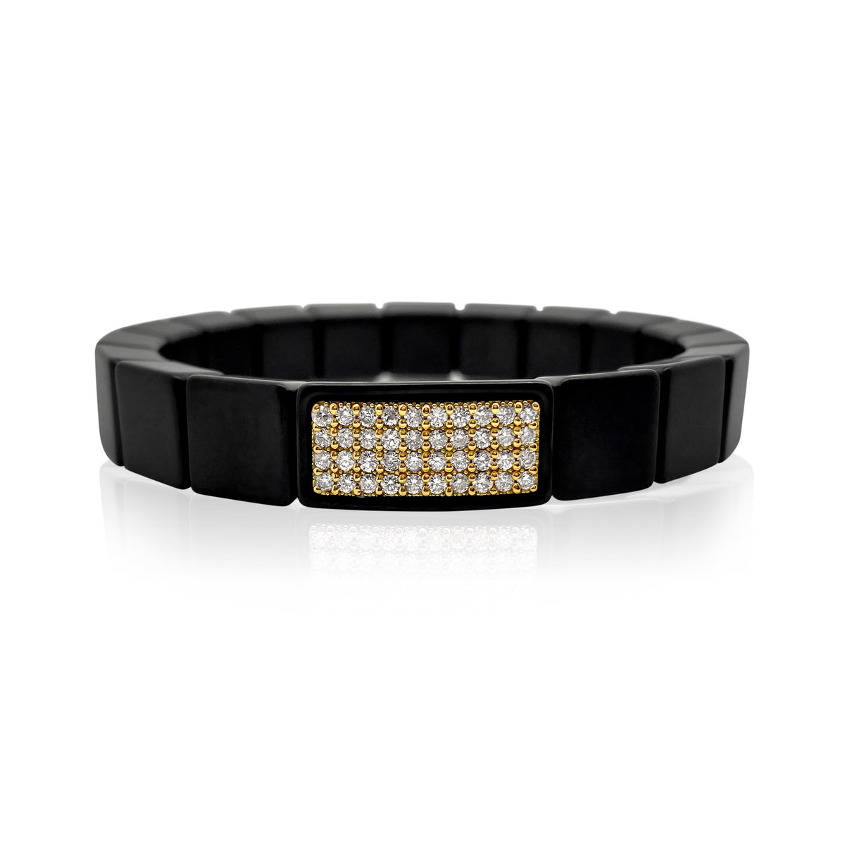 BLACK CERAMIC AND DIAMOND STRETCH BRACELET