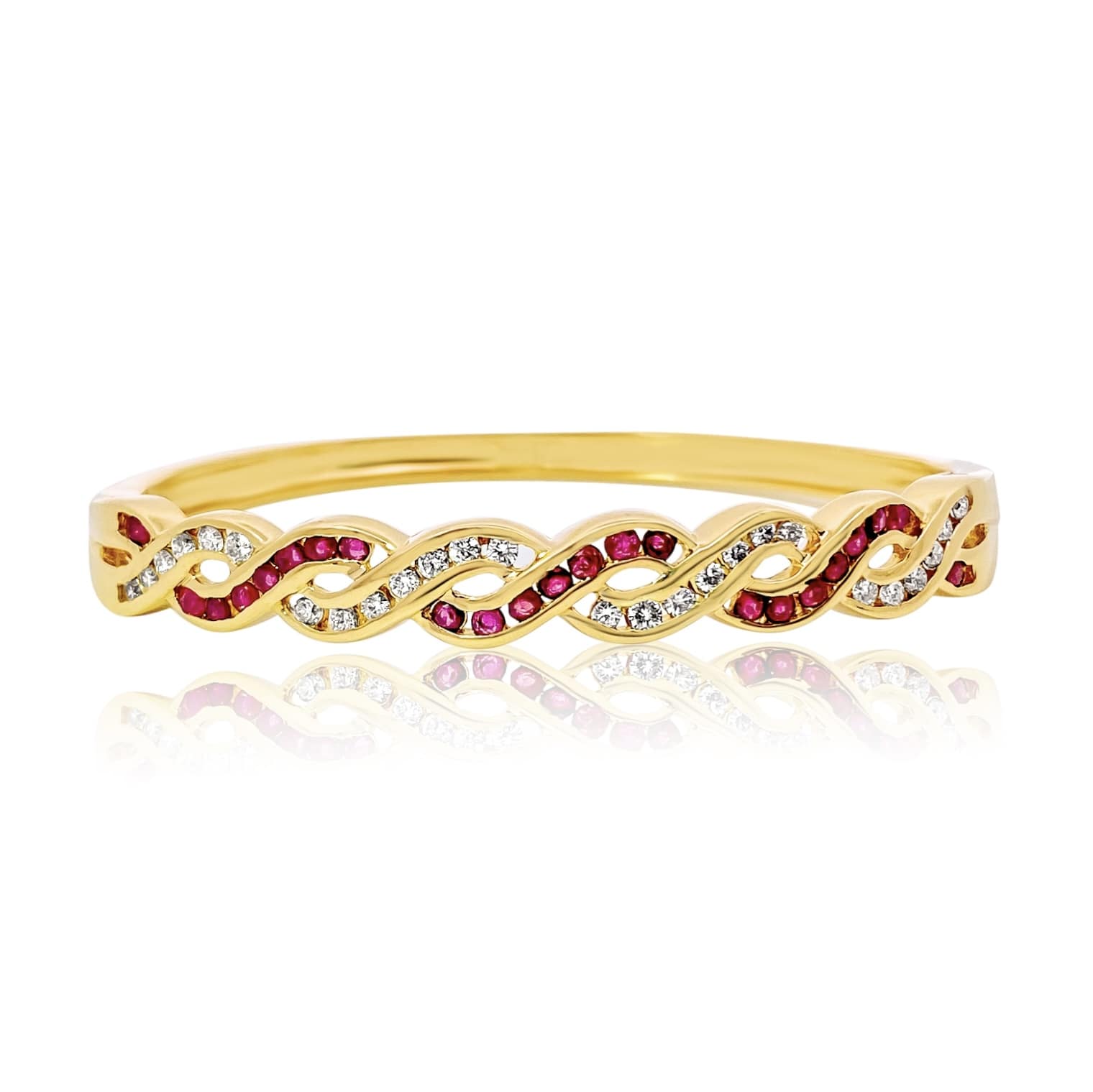 Twisted Ruby and Diamond Bangle