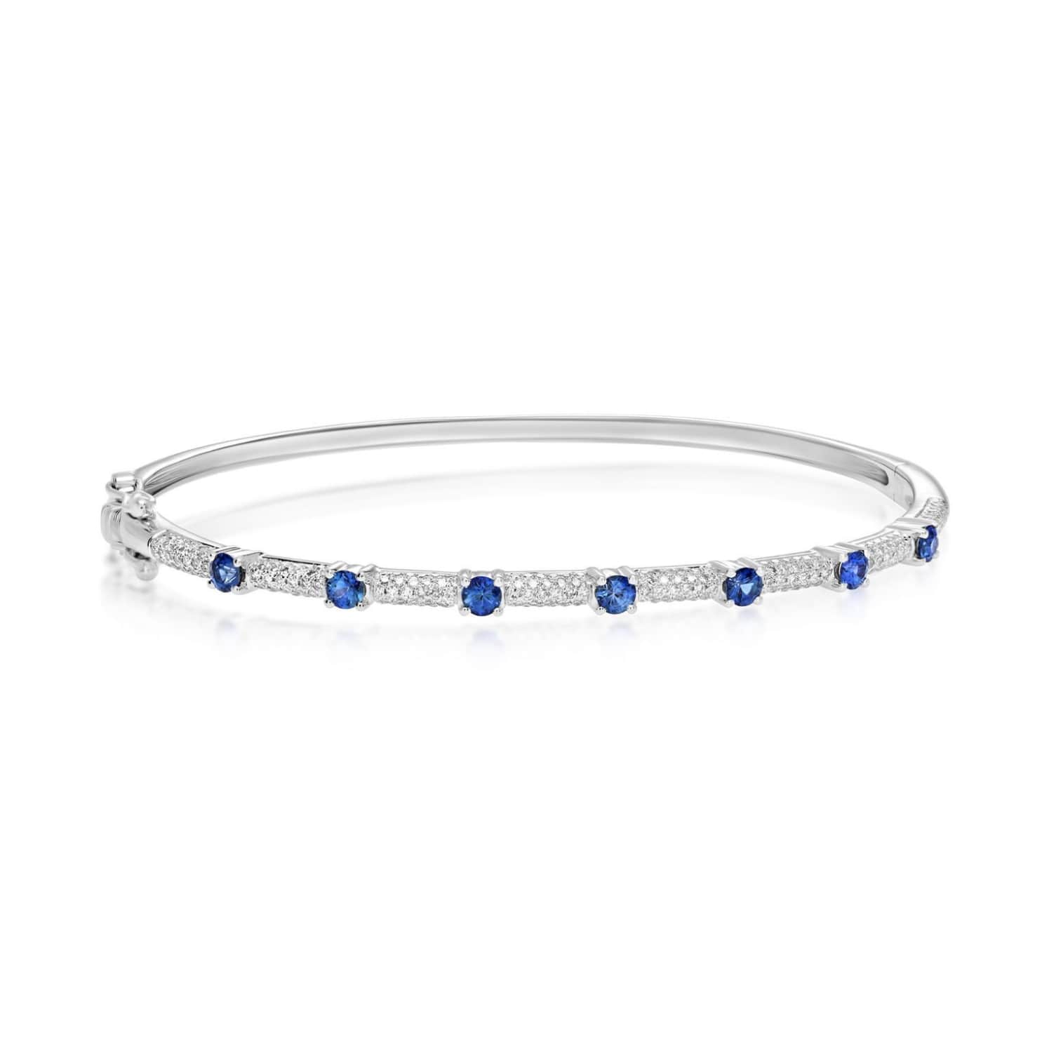 Pavé Diamond and Sapphire Bangle