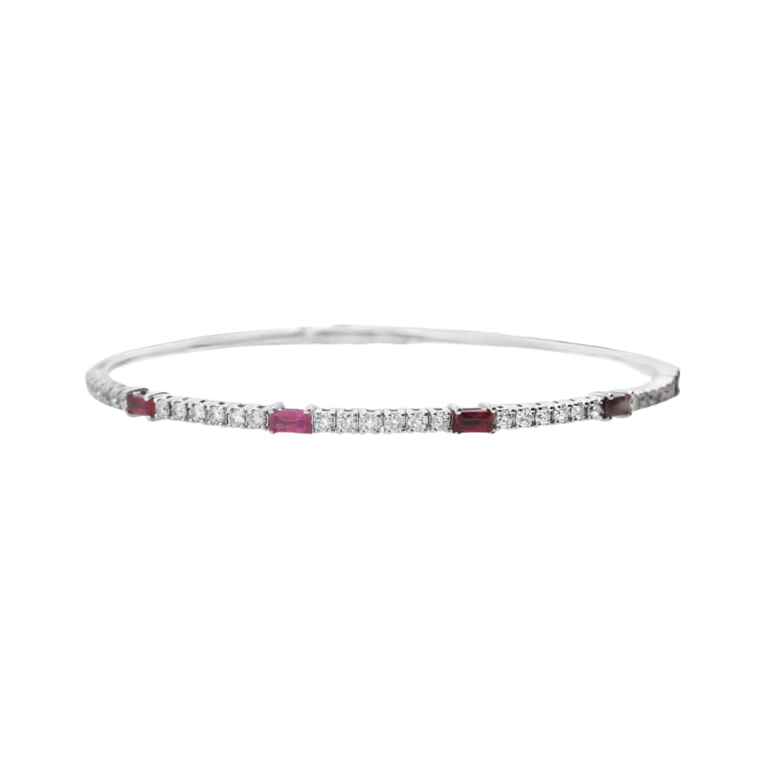 Baguette Ruby and Diamond Bangle