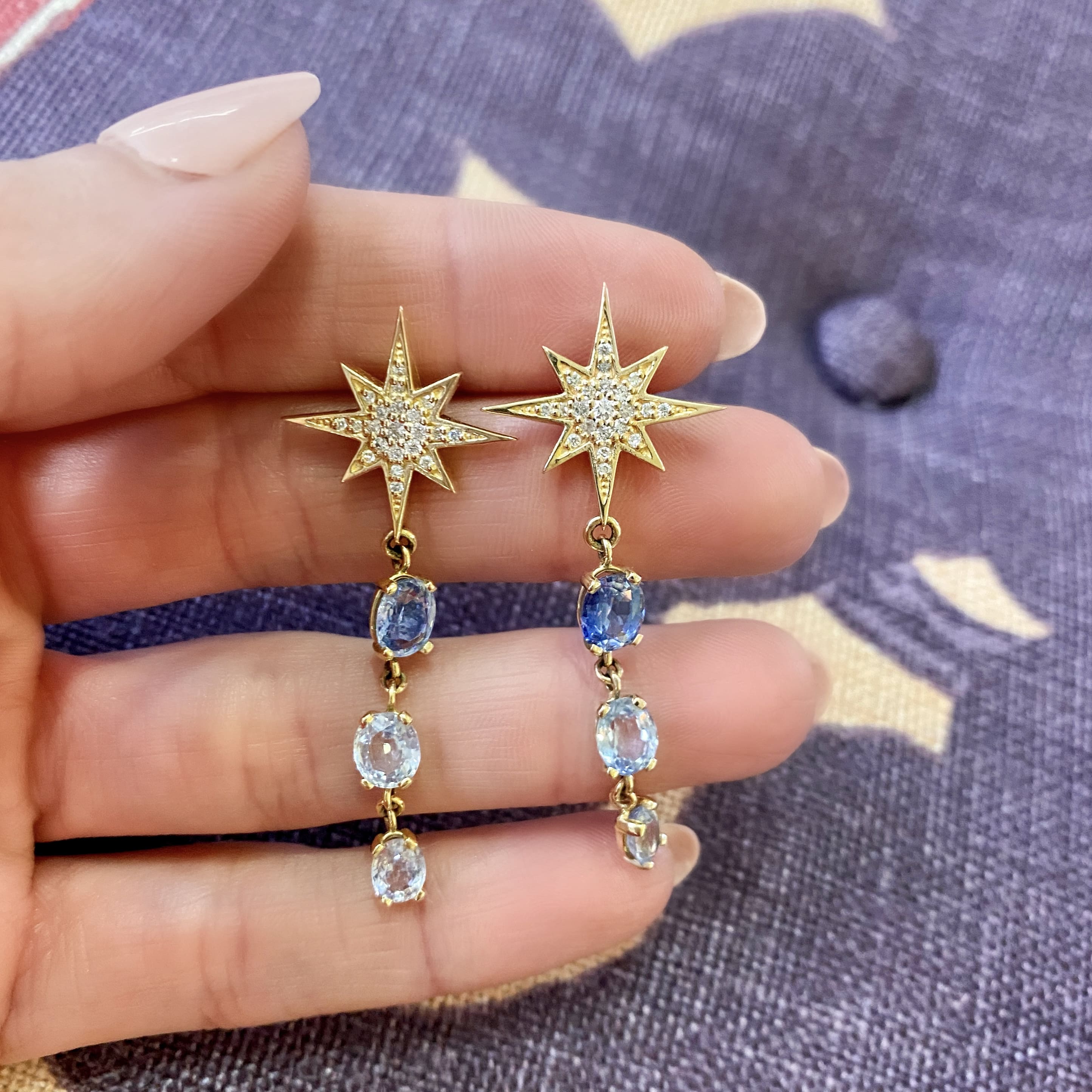 Starry Night Sapphire and Diamond Earrings