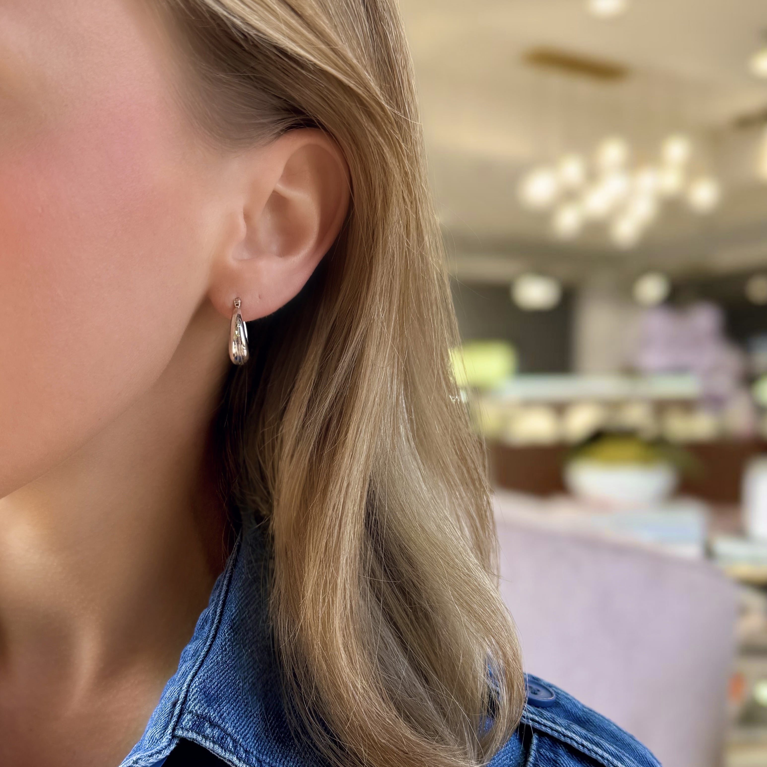 Mini Puffy Sterling Silver Hoops