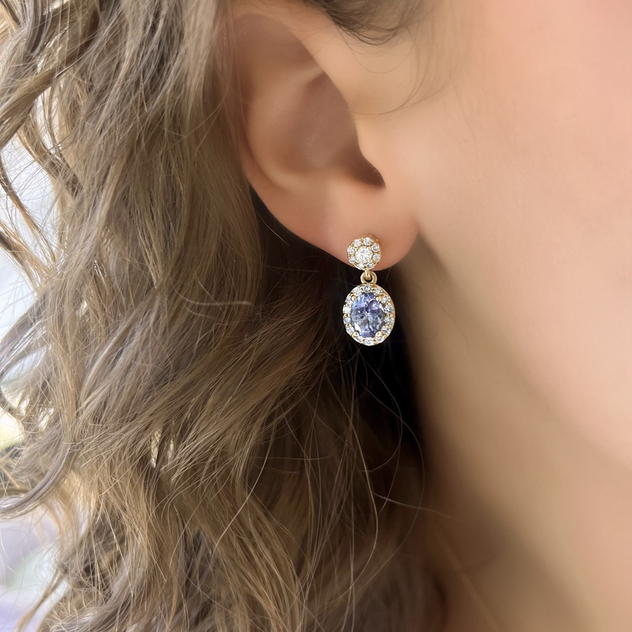 Tanzanite and Diamond Drop Earrings