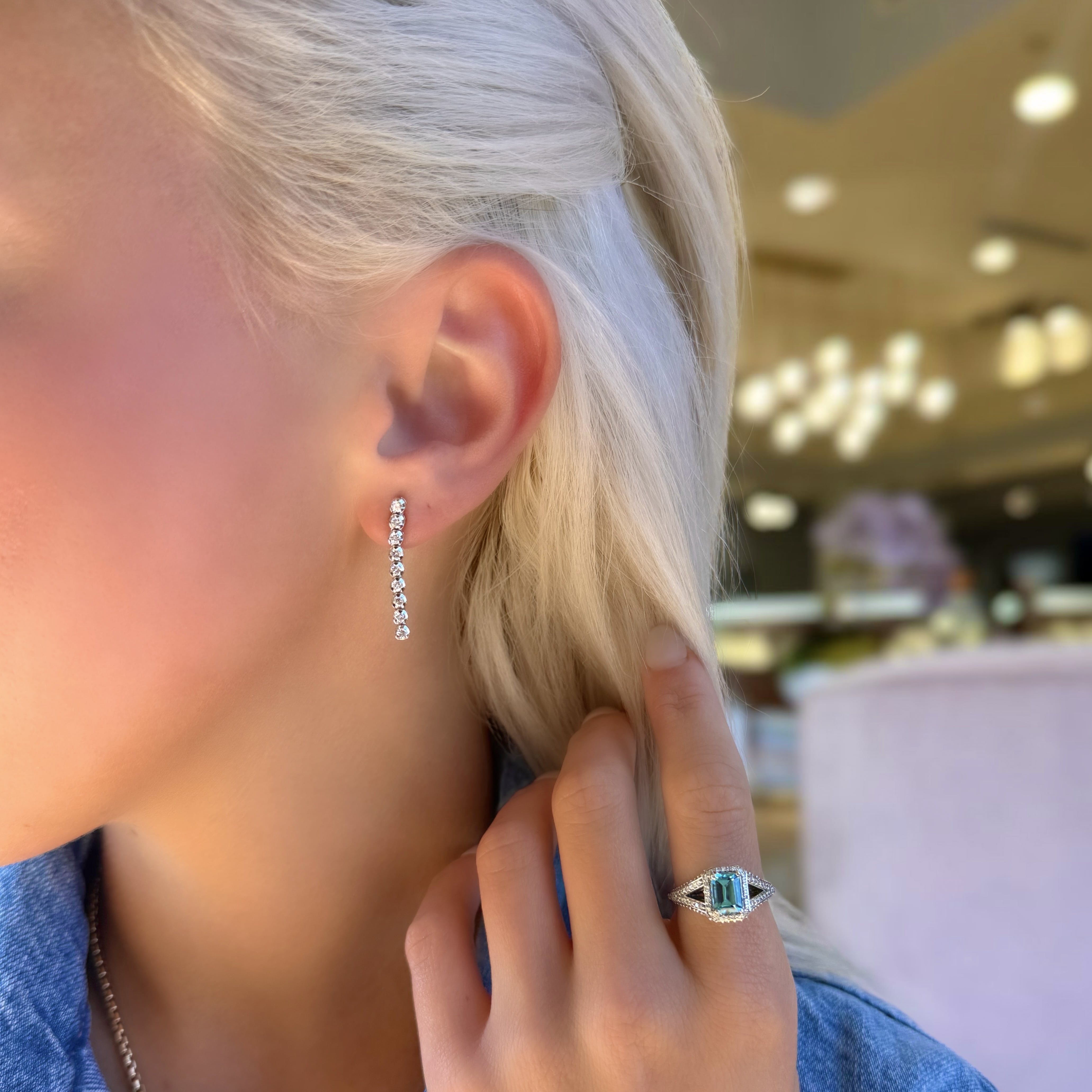 Diamond Dangle Tennis Earrings