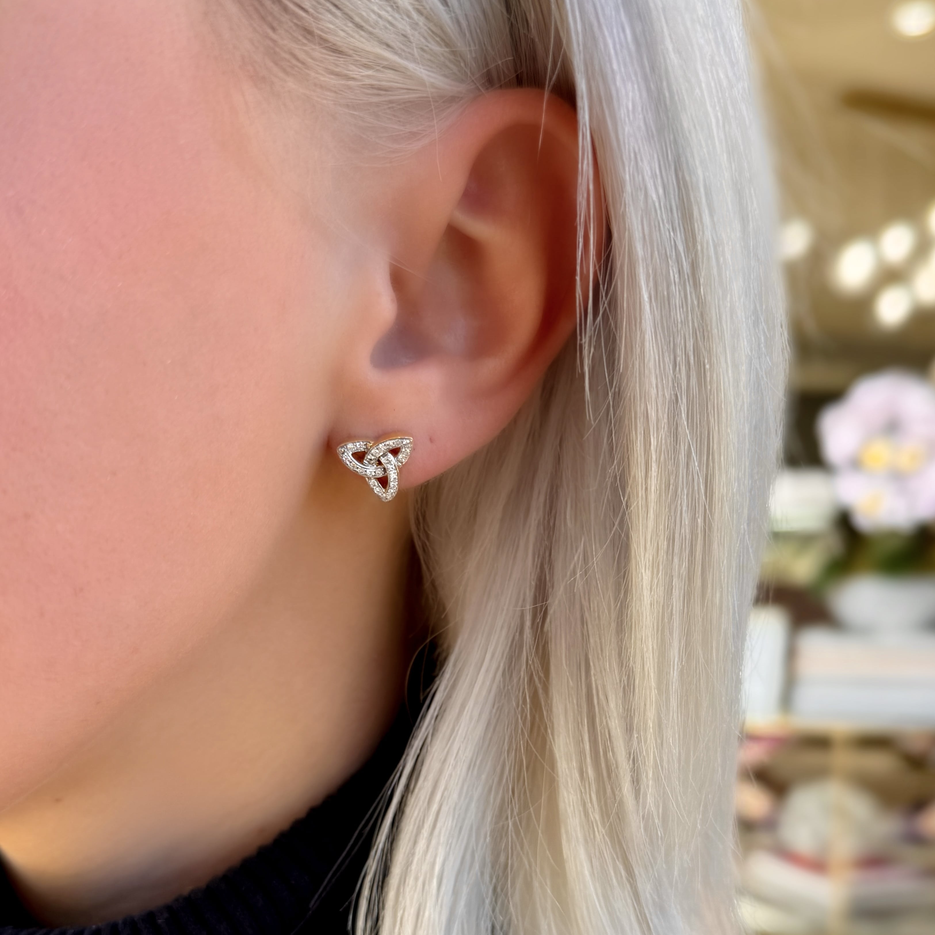 Diamond Trinity Knot Earrings