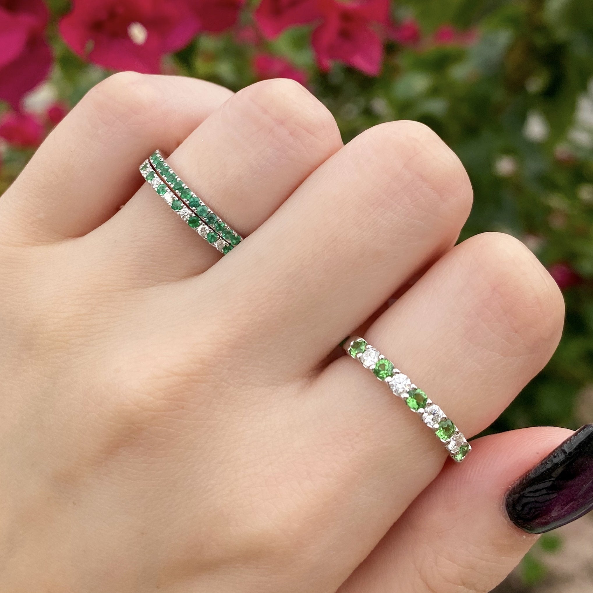 Tsavorite and Diamond Band