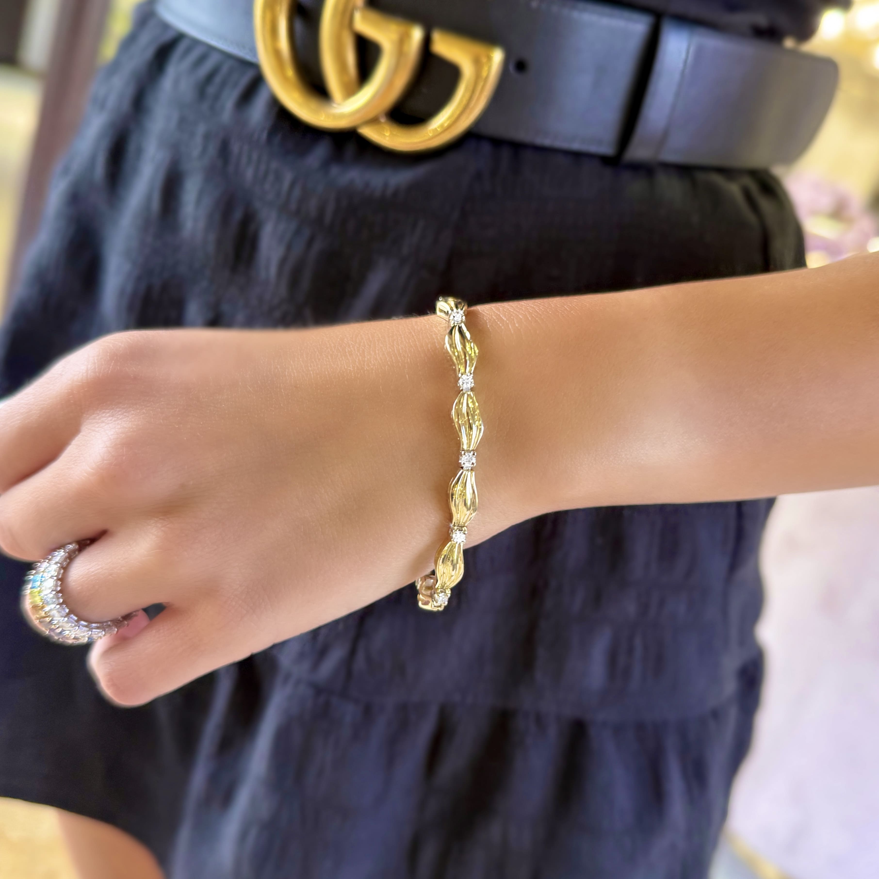 Ripple Link Diamond Bracelet