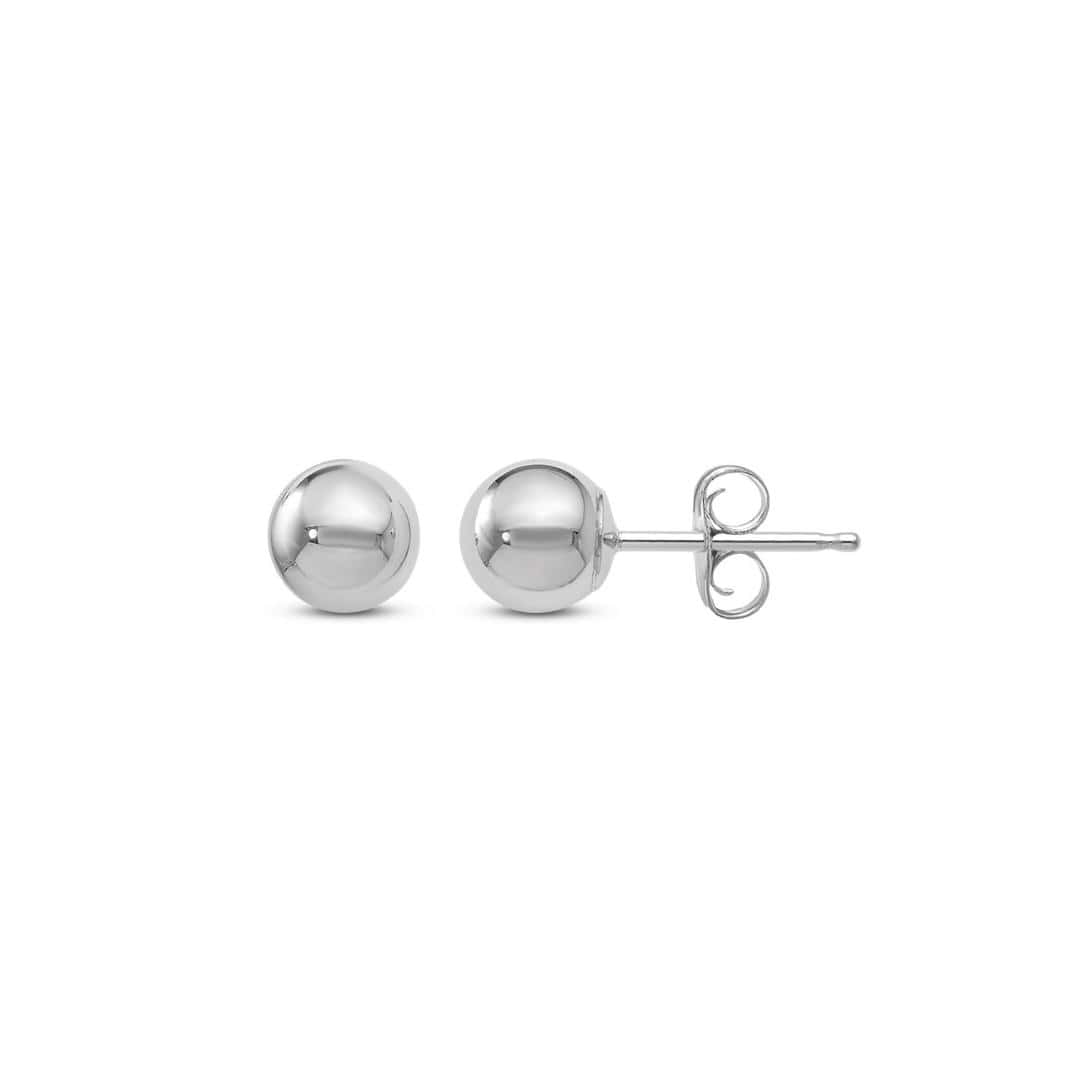 White Gold Ball Stud Earrings