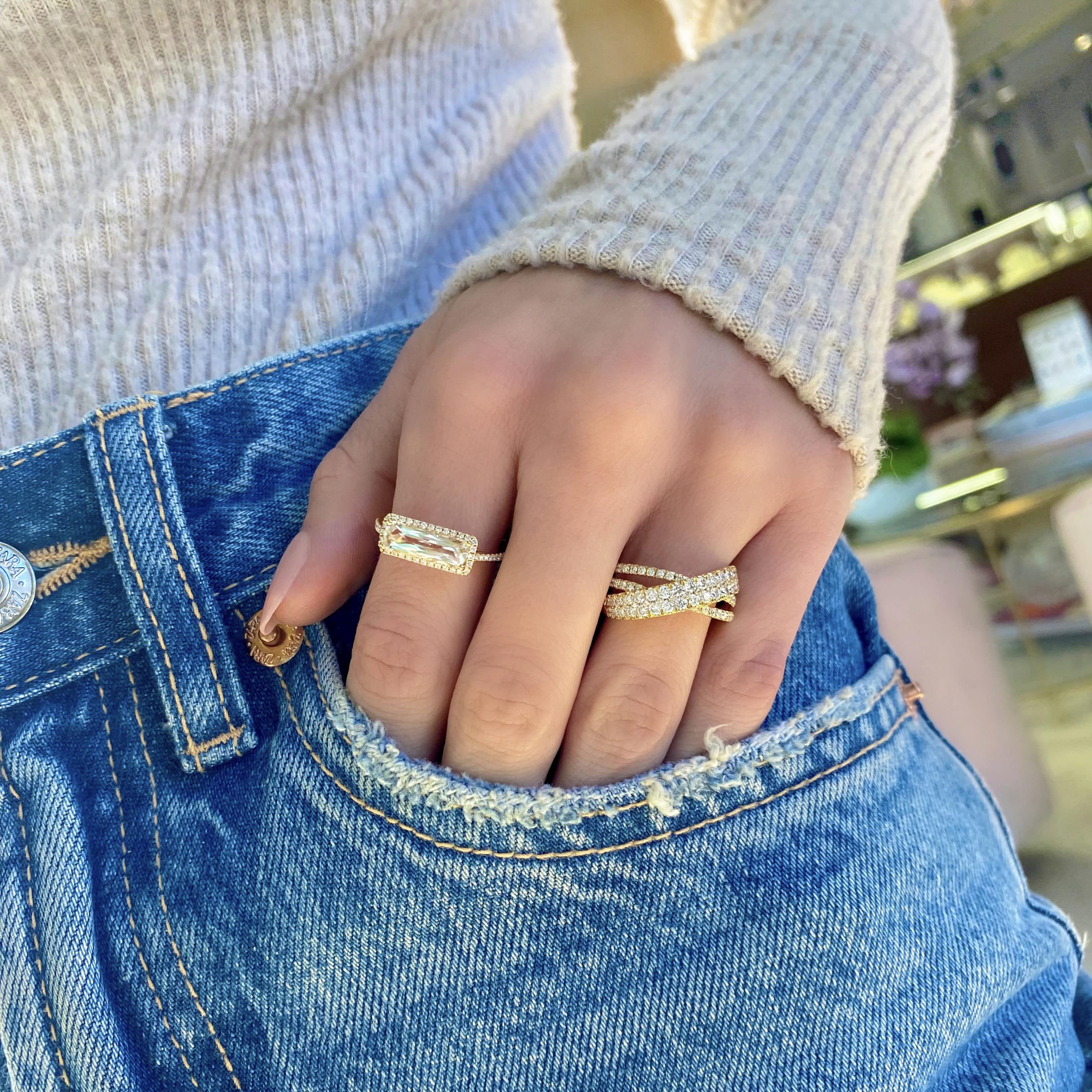 White Topaz and Diamond Ring