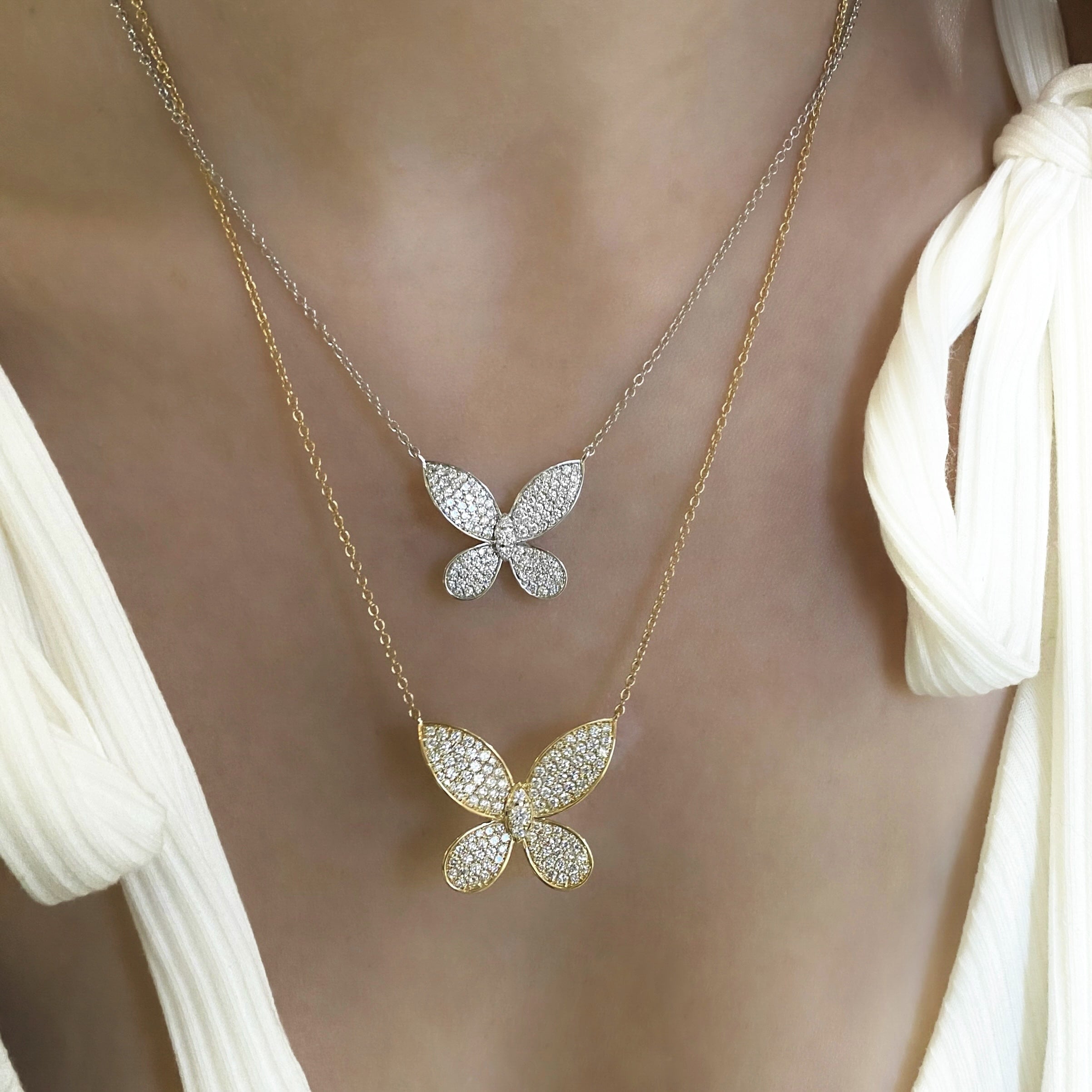 Pave Diamond Butterfly Necklace