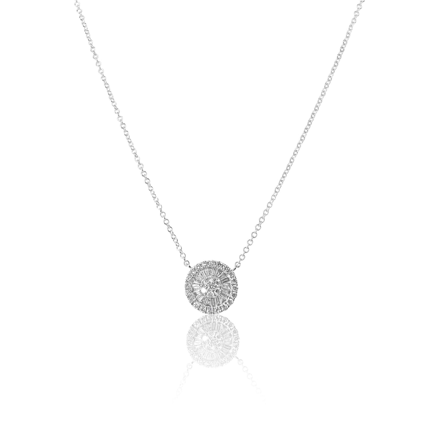 Baguette and Round Diamond Necklace