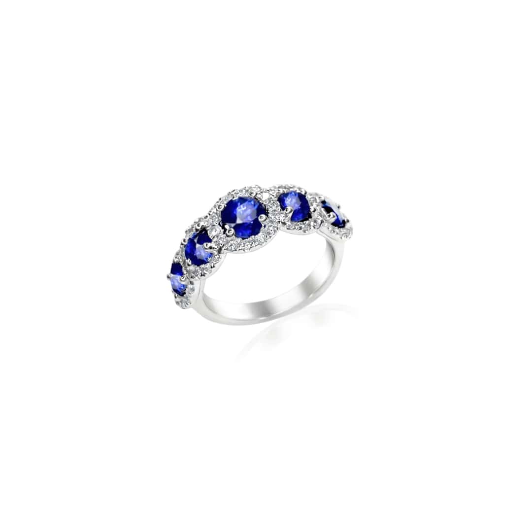 5 Stone Sapphire and Diamond Ring
