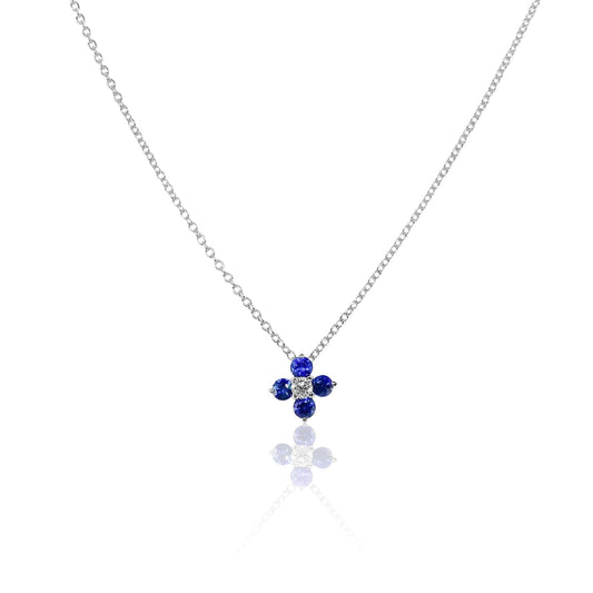 Sapphire and Diamond Flower Necklace