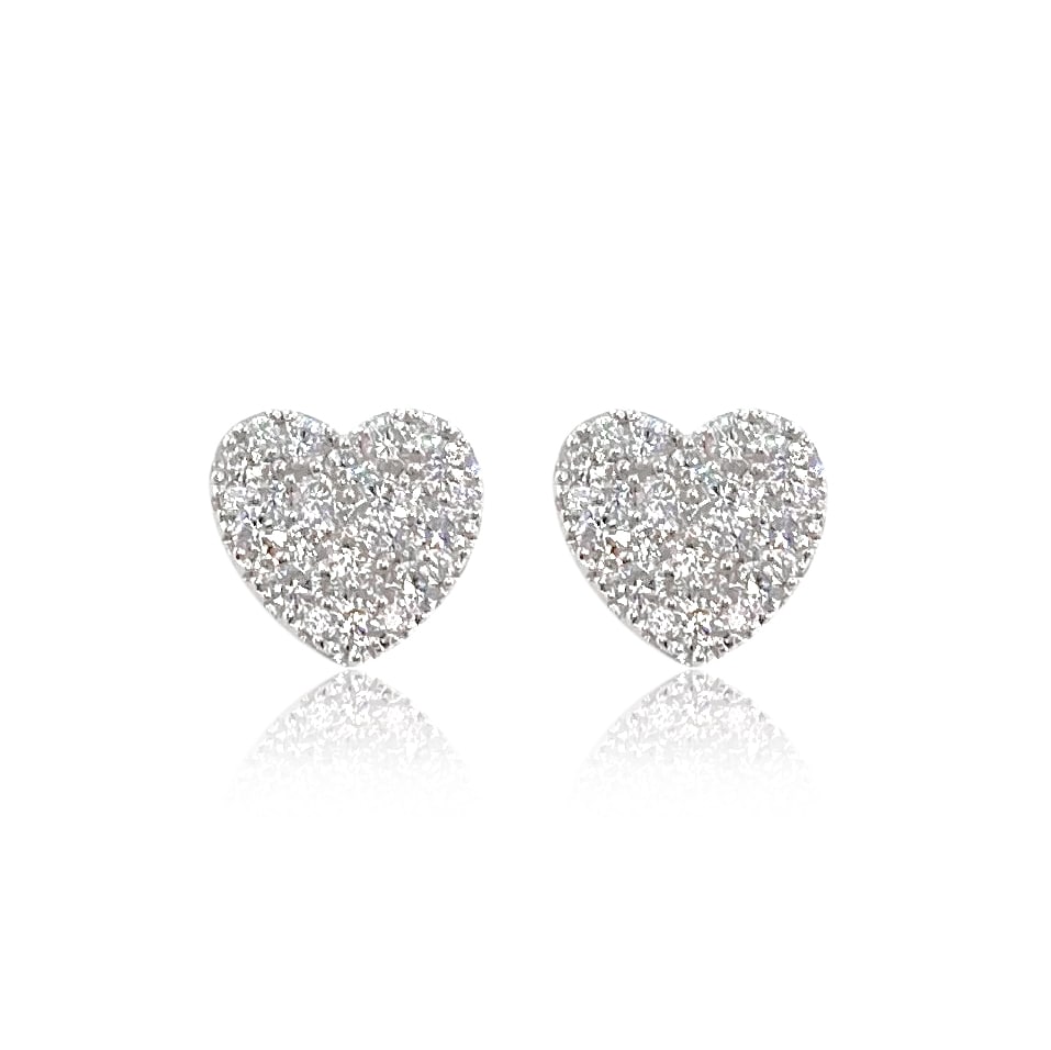 Pavé Diamond Heart Studs