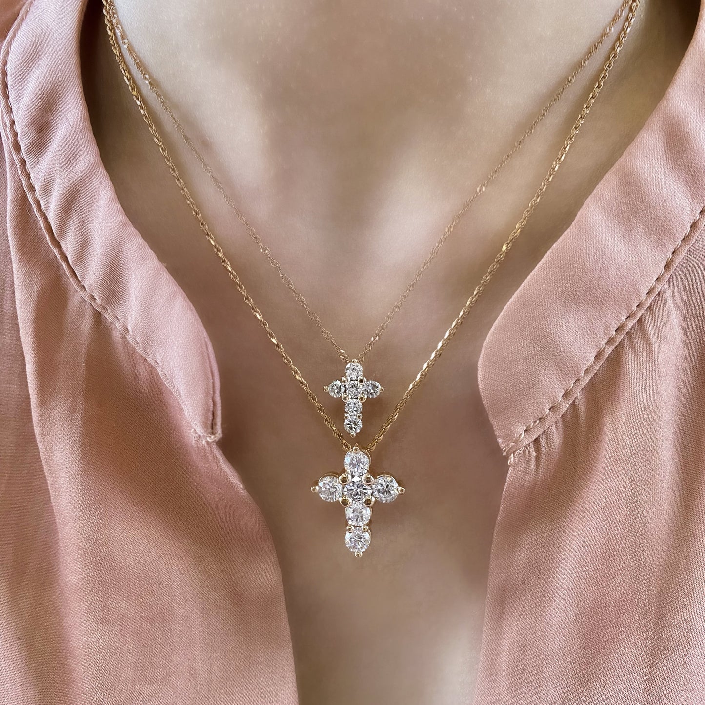 Chubby Diamond Cross Necklace
