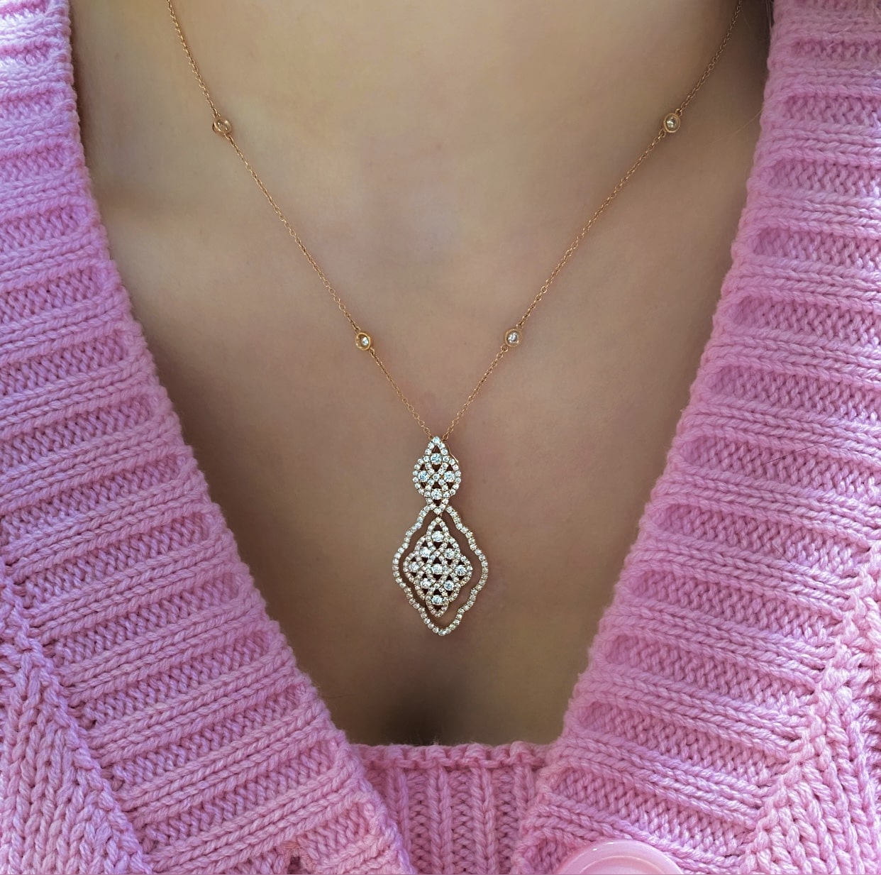 Diamond Cage Pendant Necklace