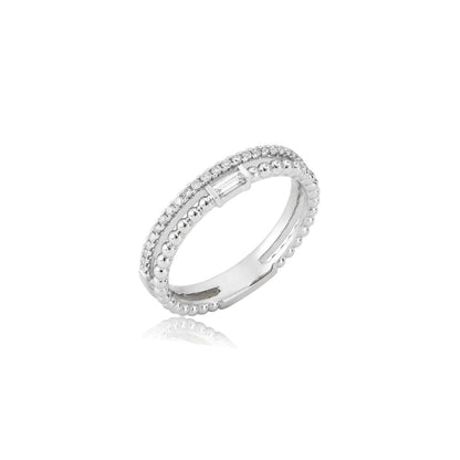 Beaded Baguette Diamond Ring