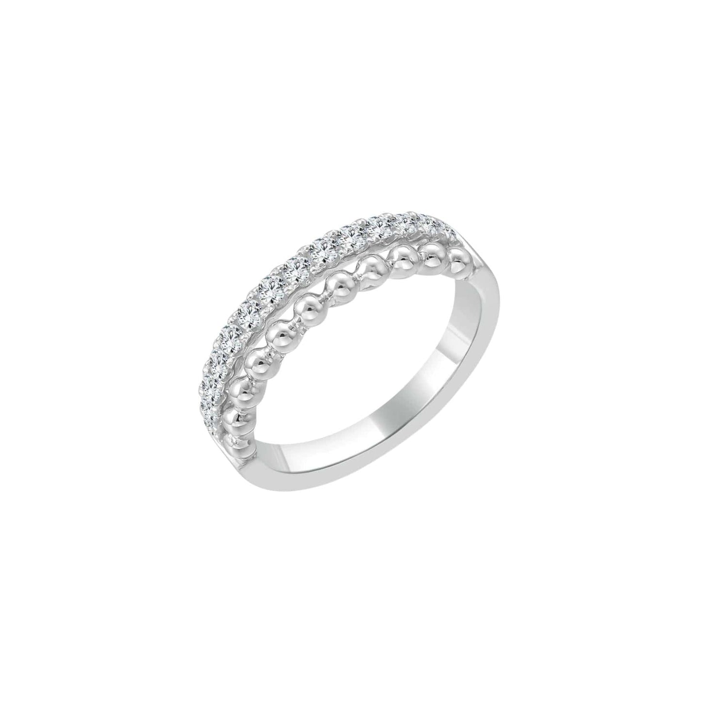 Diamond and Bead Stack Ring