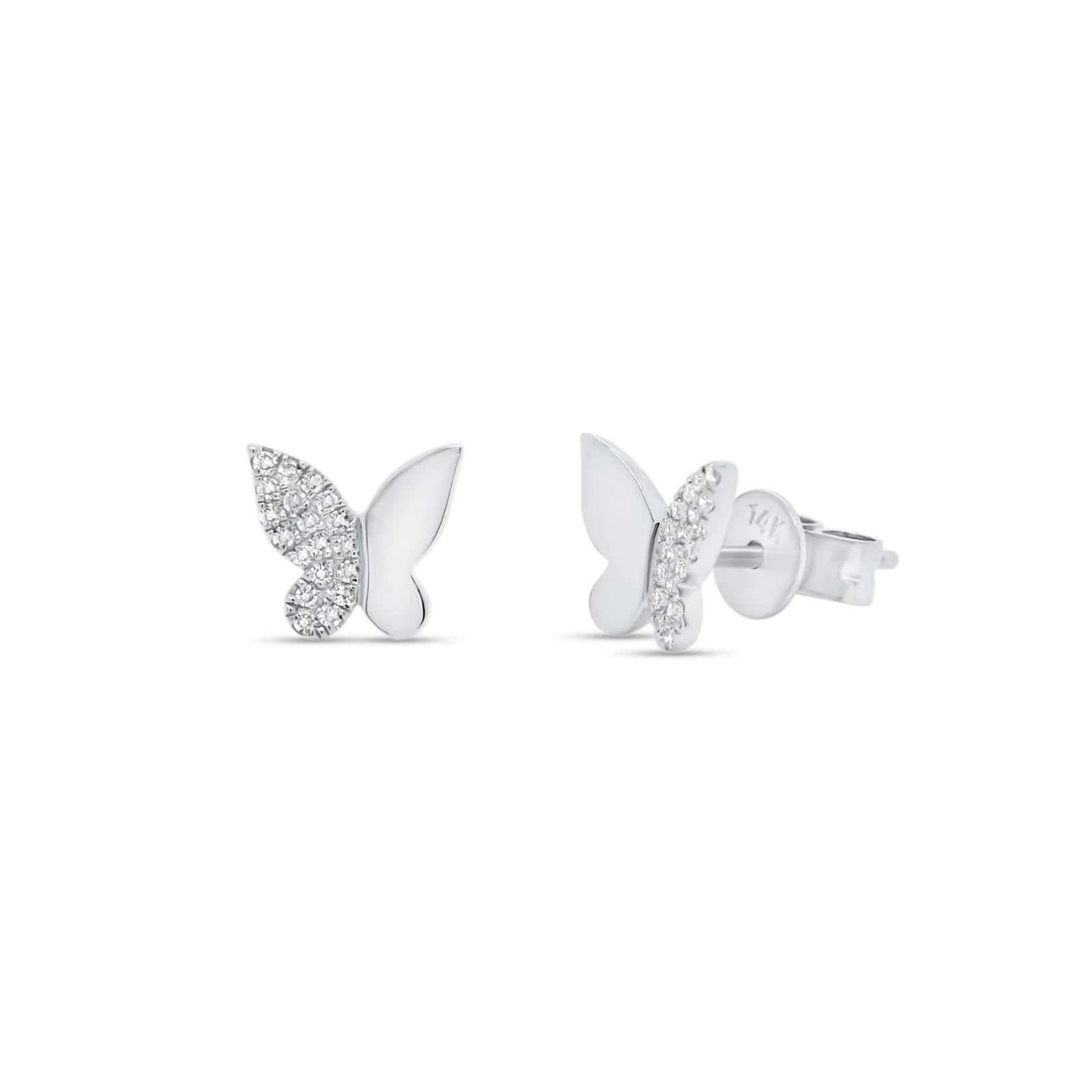 Half Pavé Diamond Butterfly Studs