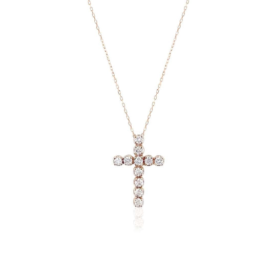 11 Stone Diamond Cross Necklace