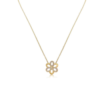 Open Flower Diamond Necklace