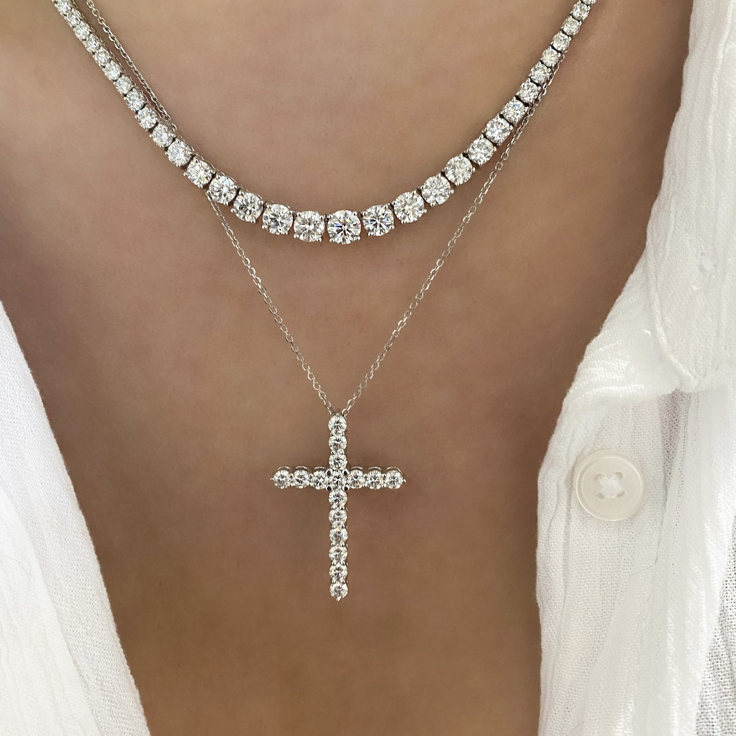 Large Diamond Cross Necklace