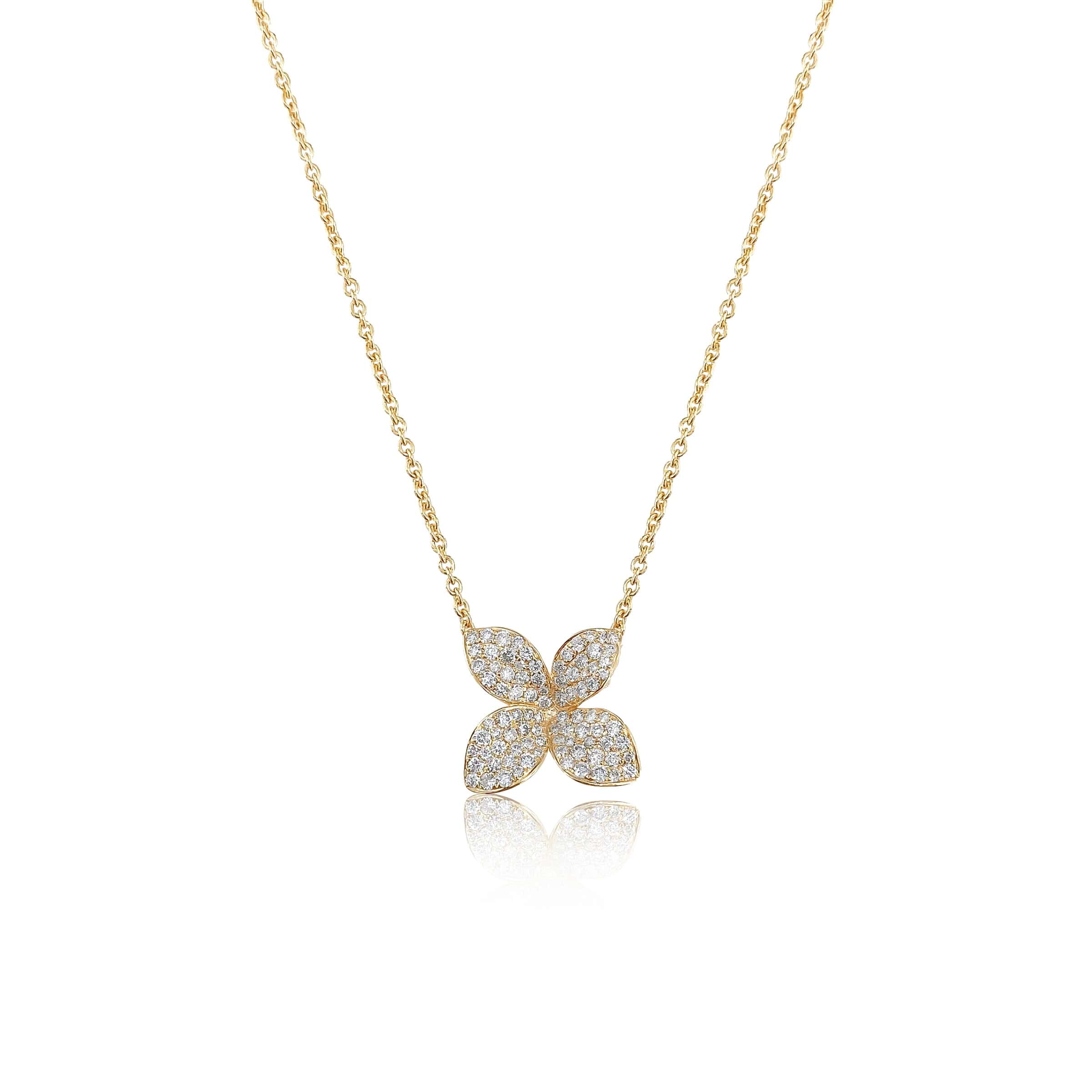 Pave Diamond Petal Necklace