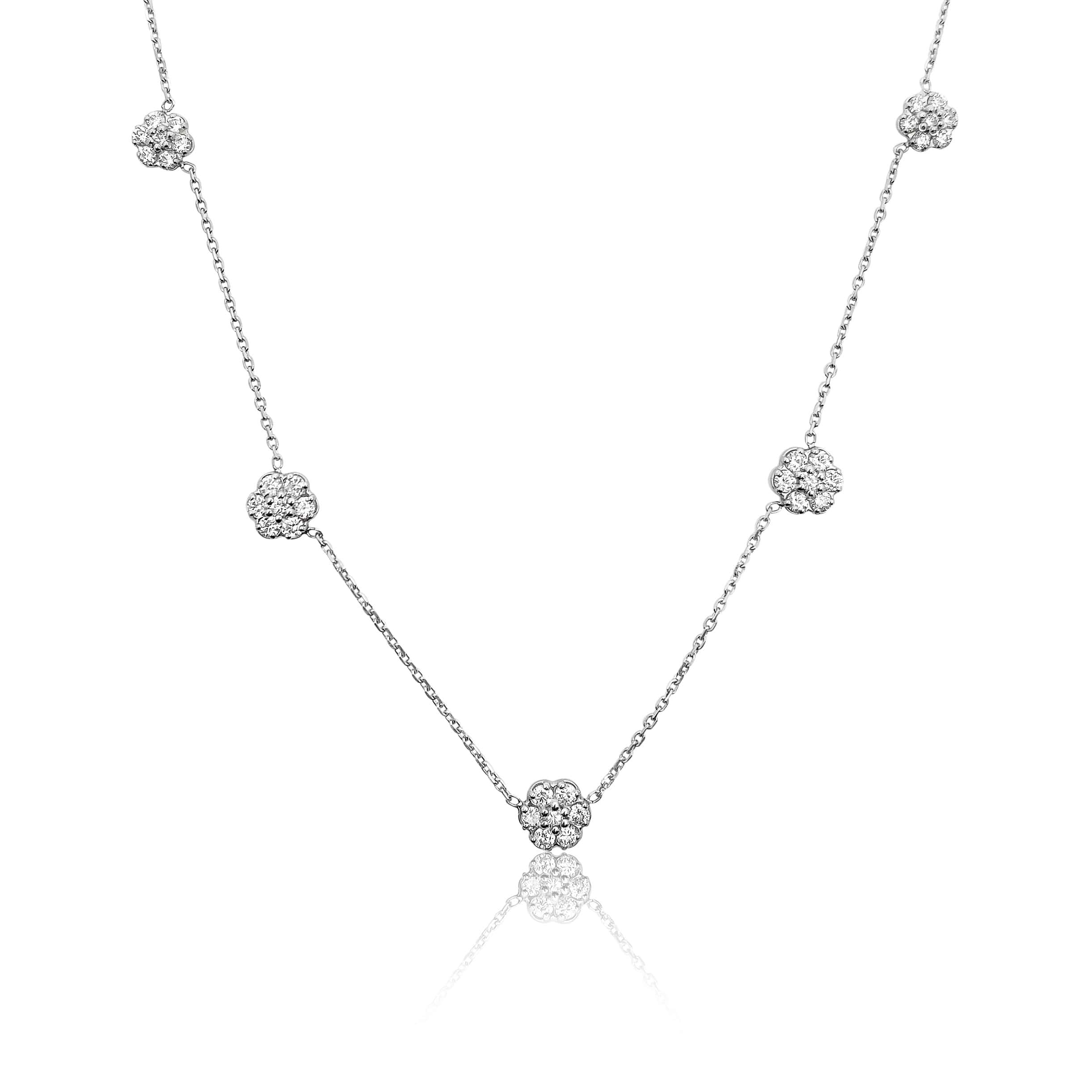 Diamond Flower Station Necklace