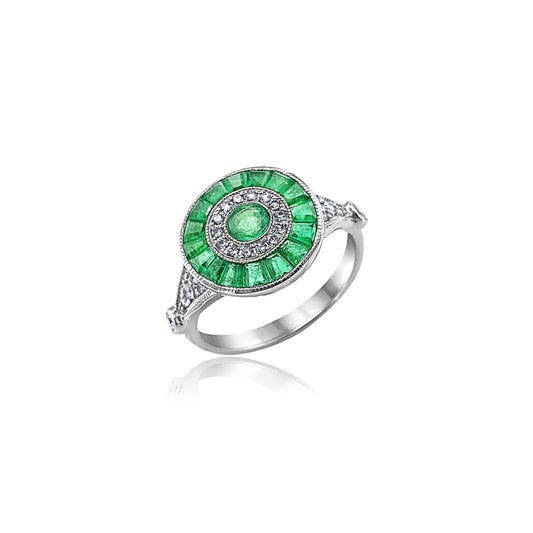 San Antonio Jewelry emerald ring in 18k white gold