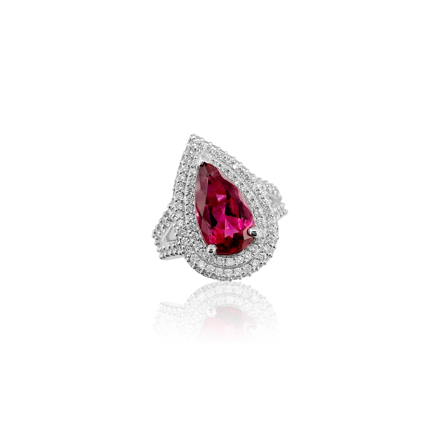 Rubelite and Diamond Cocktail Ring