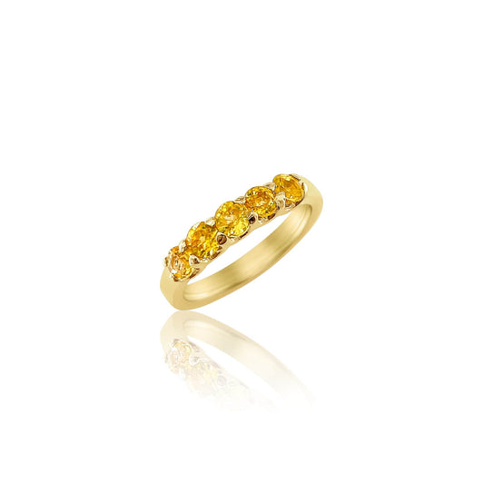5 Stone Yellow Sapphire Ring