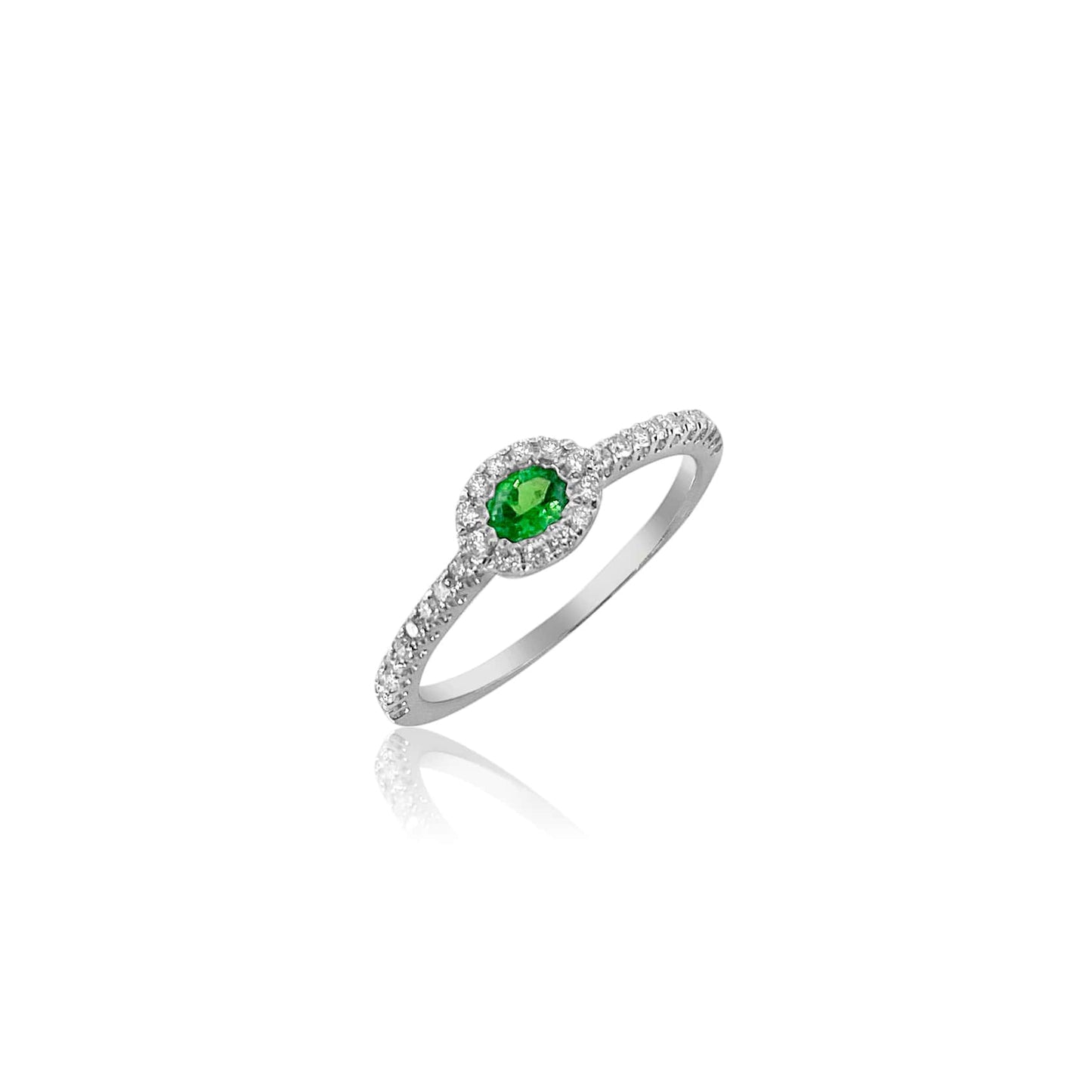 Green Garnet and Diamond Ring