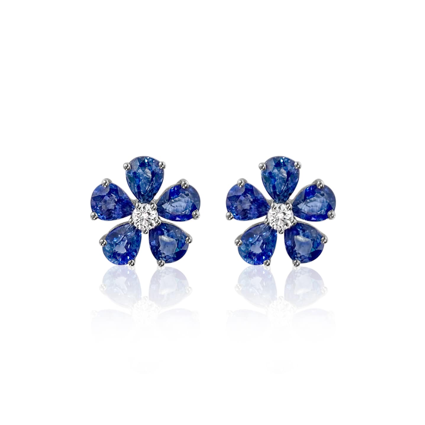 Sapphire and Diamond Daisy Earrings