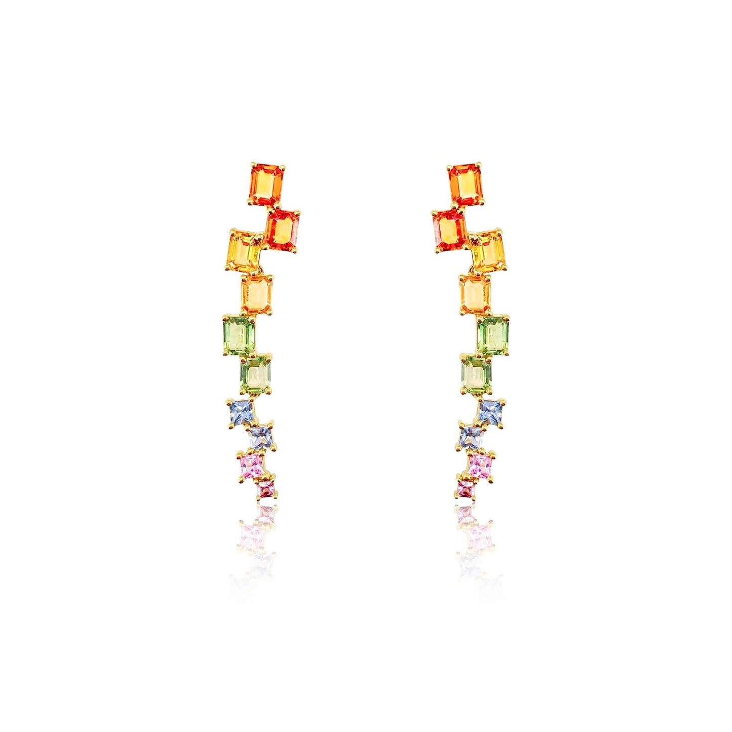 Rainbow Sapphire Waterfall Earrings