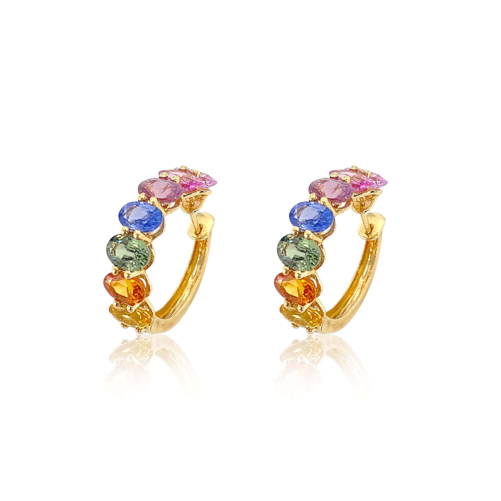 Rainbow Sapphire Hoop Earrings