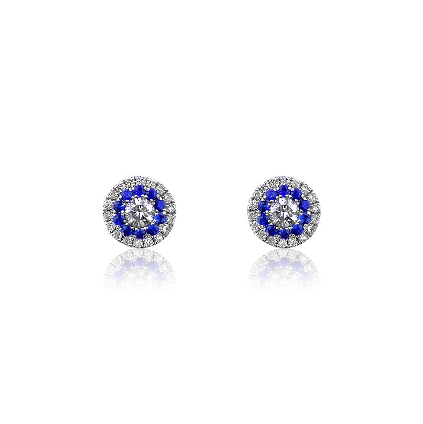 Sapphire and Diamond Halo Jacket Studs