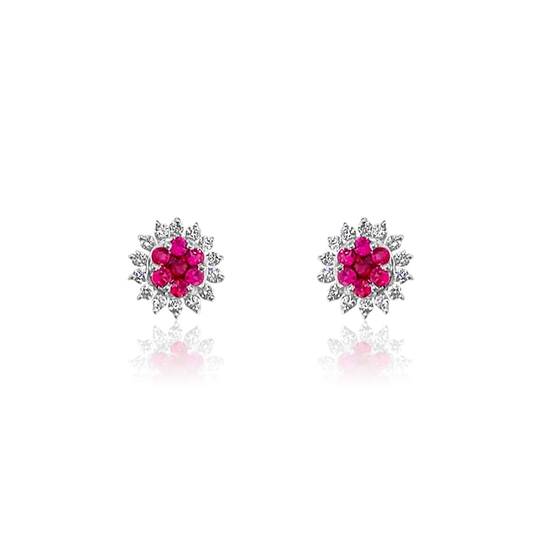 Ruby and Diamond Burst Earrings