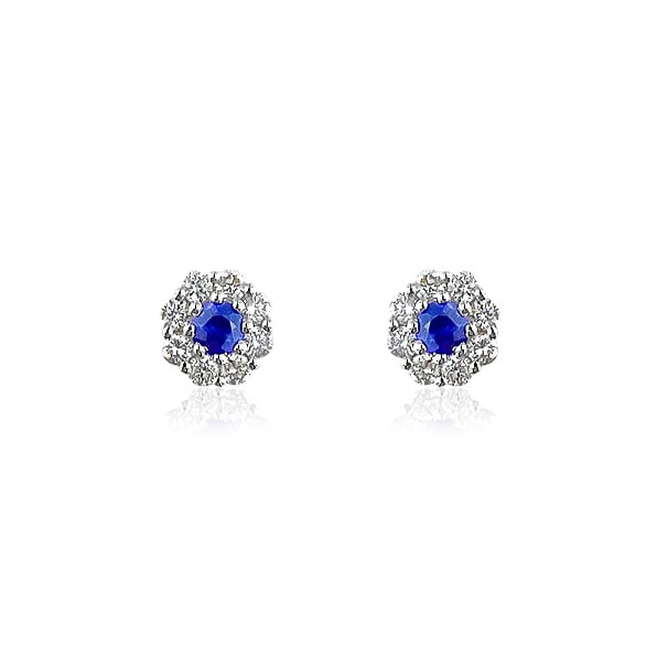 Sapphire and Diamond Halo Studs