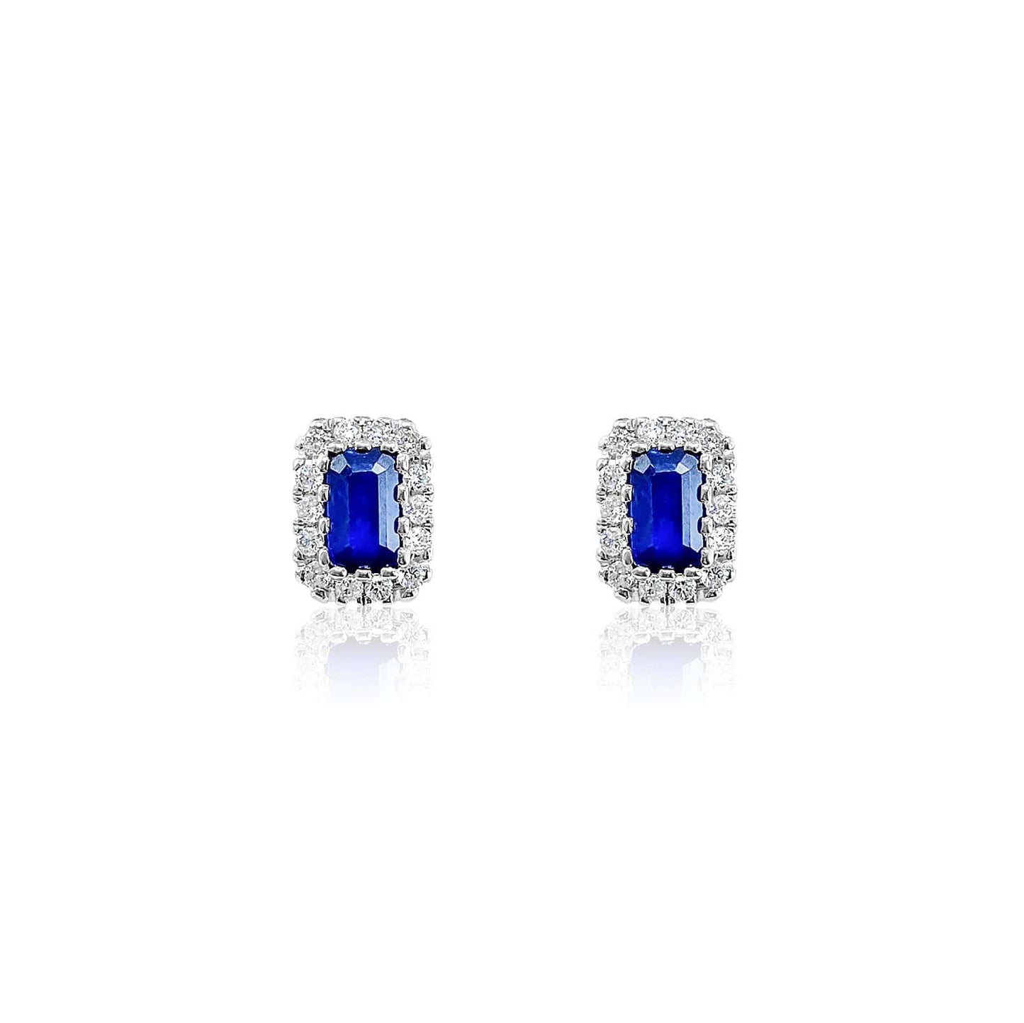 Emerald Cut Sapphire and Diamond Studs – San Antonio Jewelry