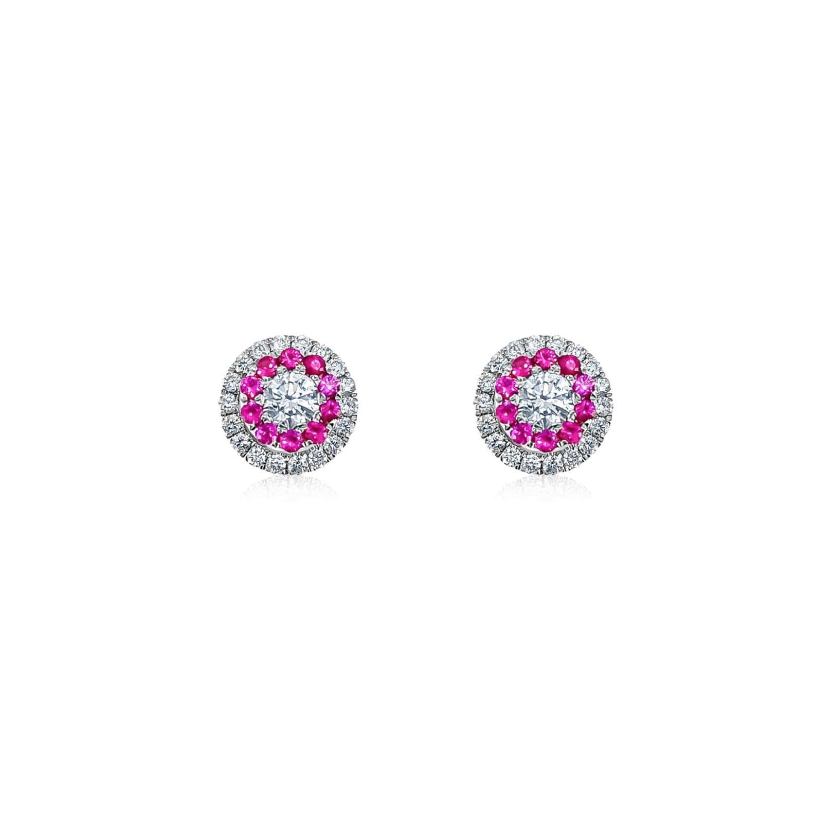 Ruby and Diamond Halo Jacket Studs