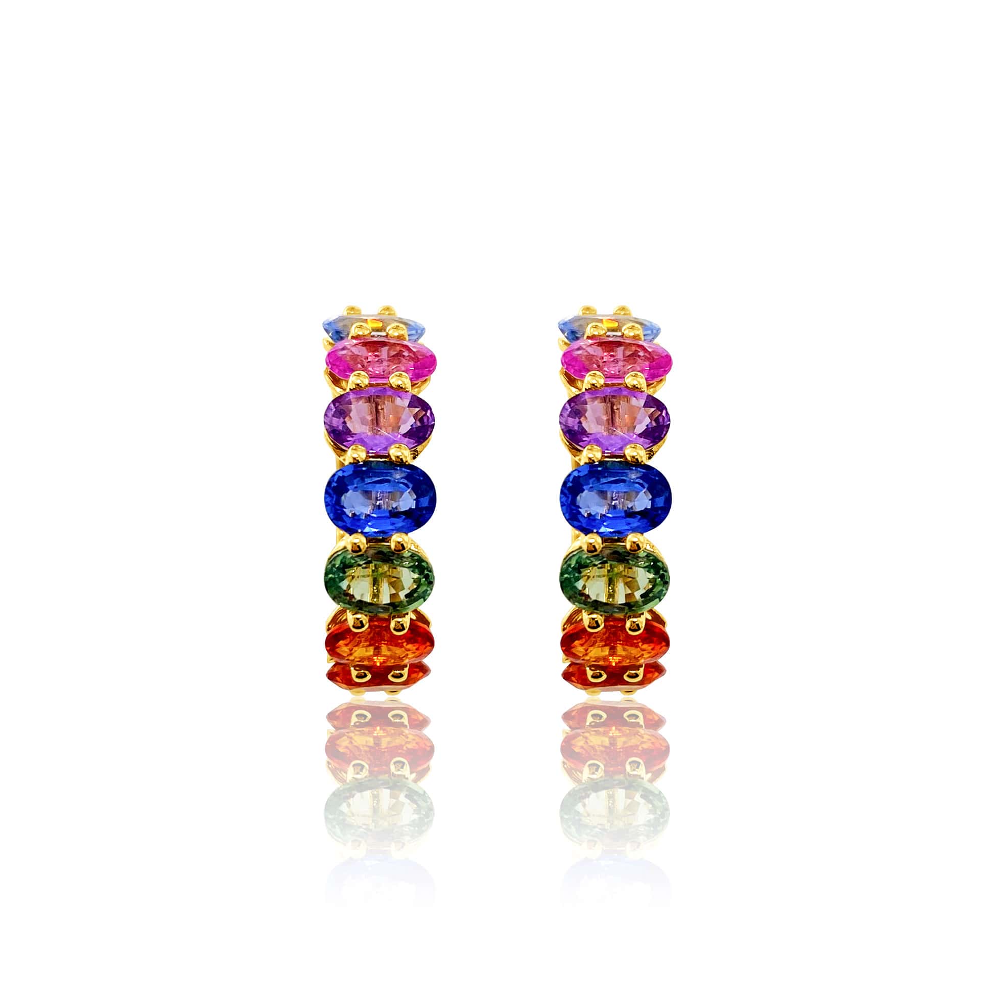 Rainbow Sapphire Hoop Earrings