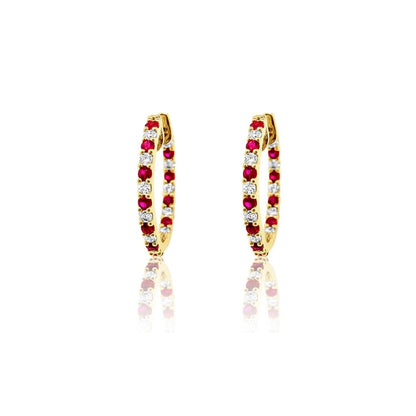 Inside Out Ruby and Diamond Hoops