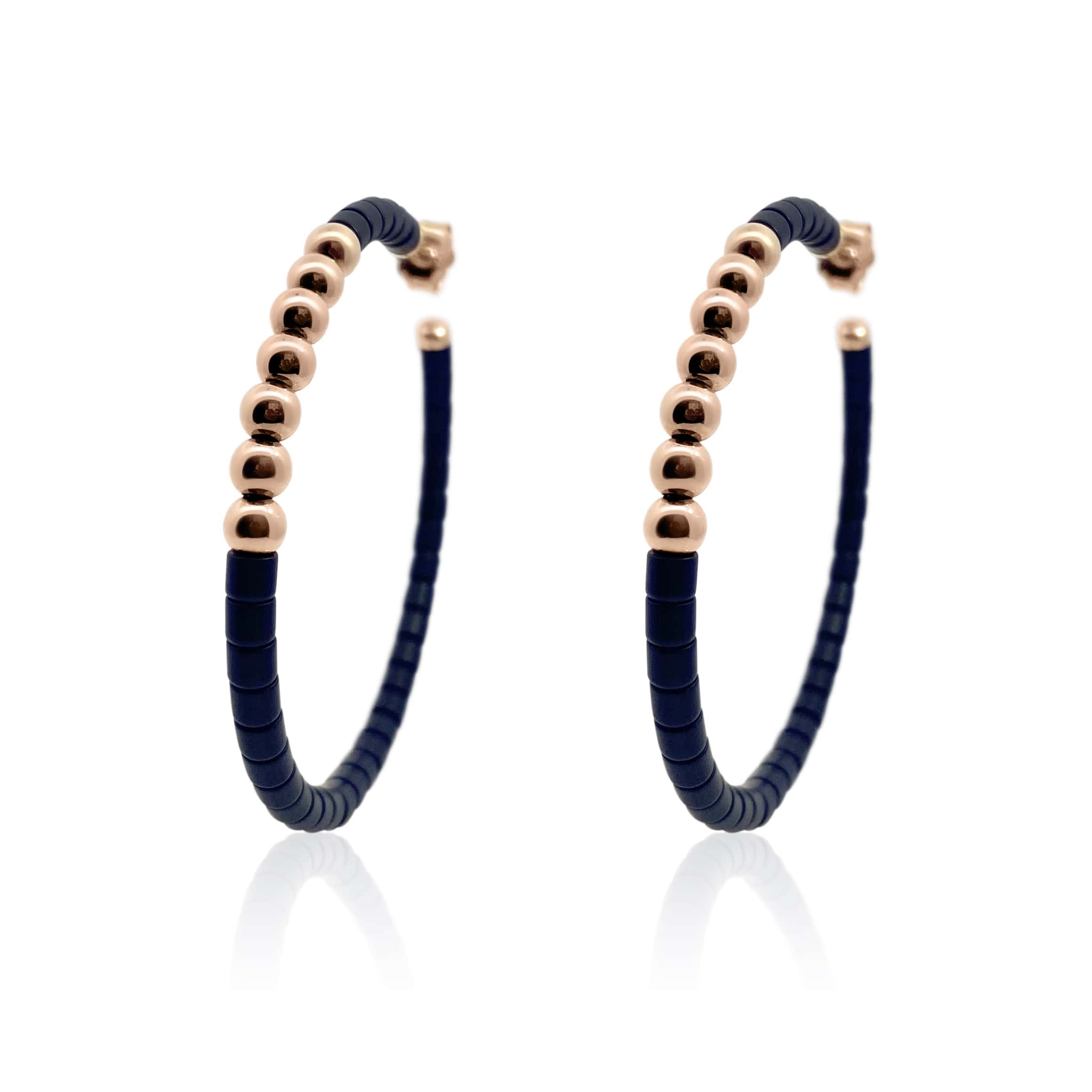 Jumbo Black Beaded Ceramic Hoops