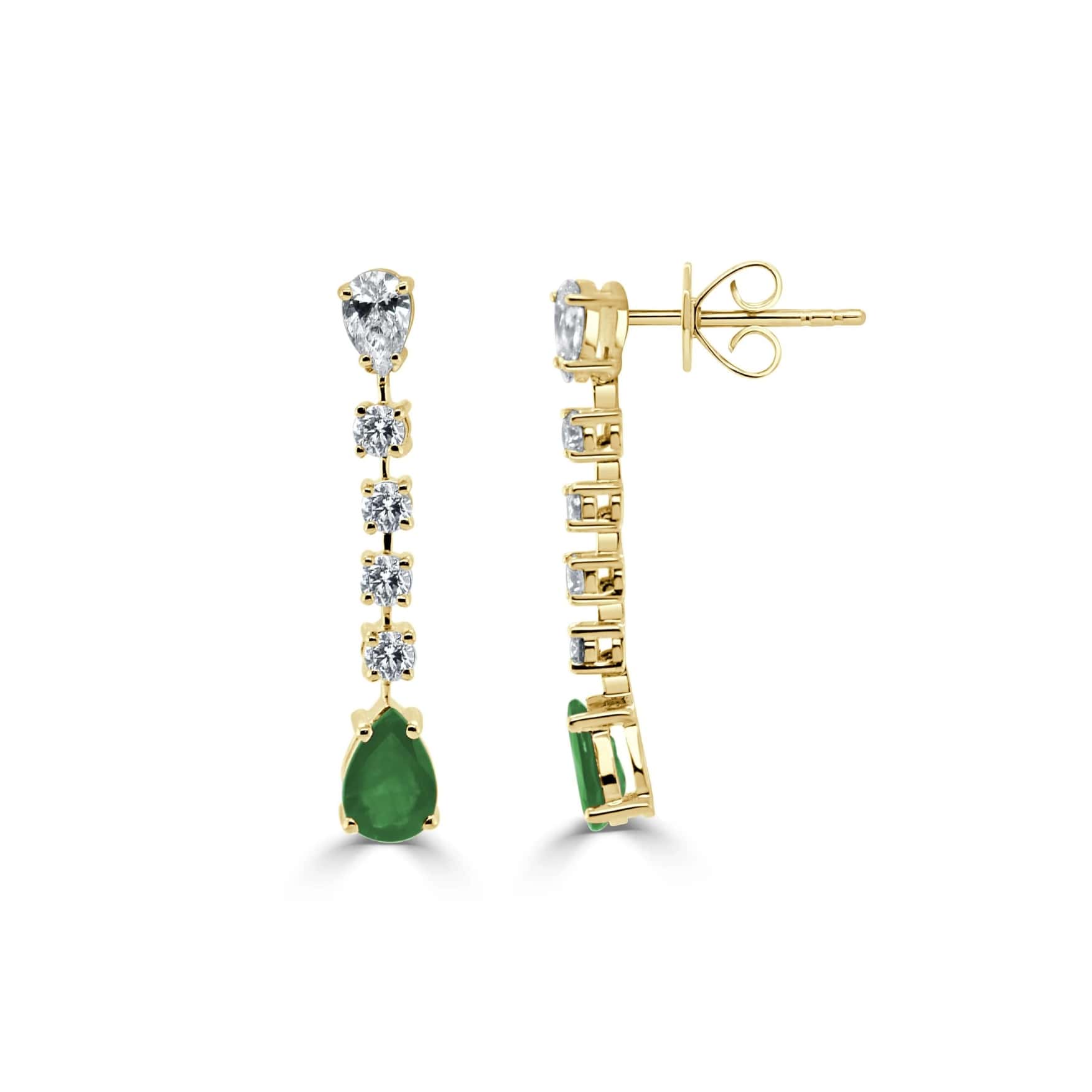 Emerald and Diamond Drop Earrings